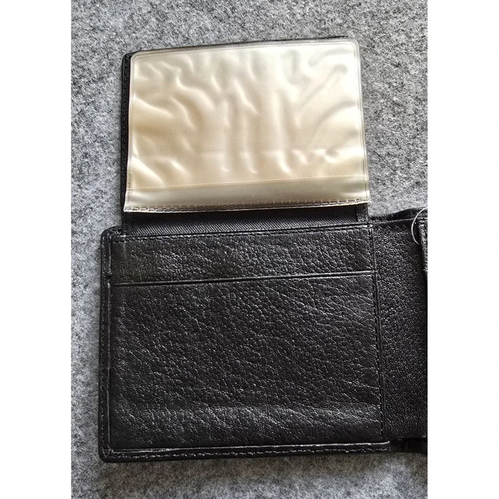 NWT Vintage Wilson's Lesther Textured Men's Classic Bifold Wallet in black